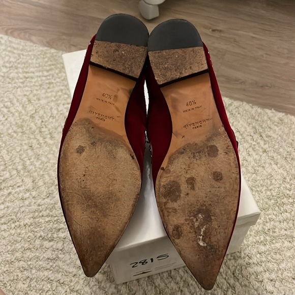 Givenchy Velvet Studded Elegant Loafer Mule 40.5 Rouge Fonce - Picture 3 of 7